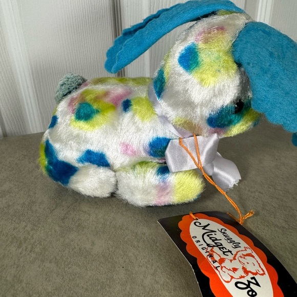 Vintage Snuggly Midget Zoo Spotty Blue Firm Bunny Felt Floppy Ears - Picture 3 of 8